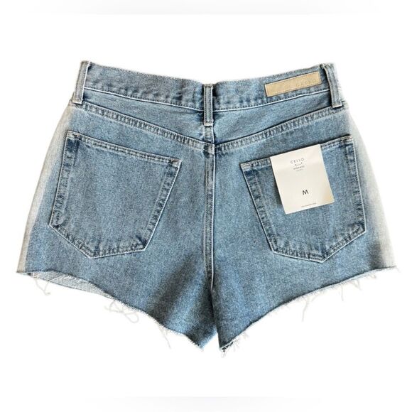 Cello high waist two tone denim jean shorts size medium (NWT) - Picture 2 of 13